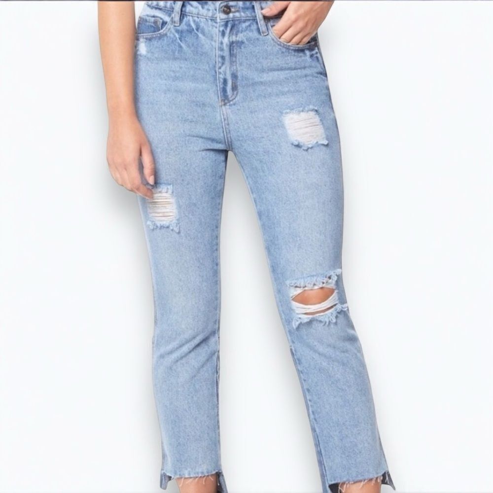 High Rise BoyFriend Straight Leg Distressed Jeans by Buffalo David Bitton NEW